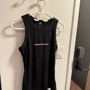 Black Tank Top with Pink 'Unconcerned' Print